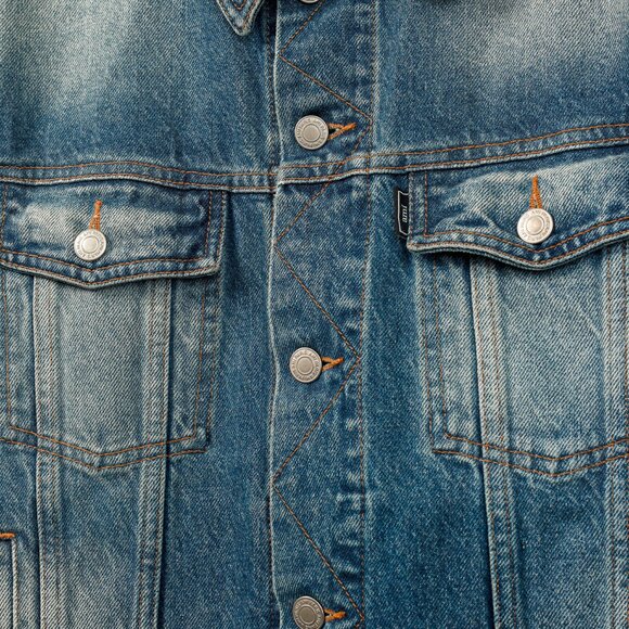 AMI "Used Blue" Weathered Patch-Pocket Denim Jacket - Picture 6 of 11